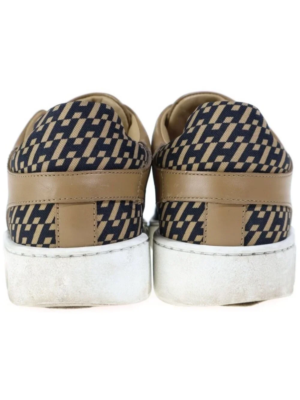 Hermes Canvas All Over Print Low Top Sneakers Brown